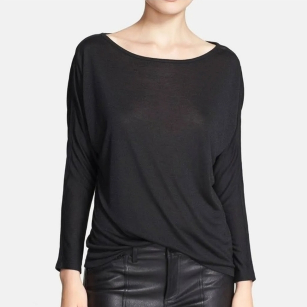 Vince top black Dolman longโ sleeve rayon Size XS NWT
